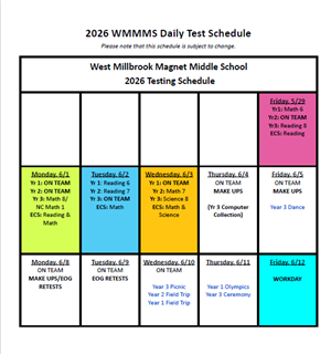 test schedule